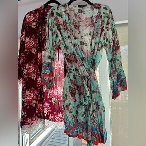 Bundle of Robes Floral Print Women's Robes and Green Bridesmaid Wedding